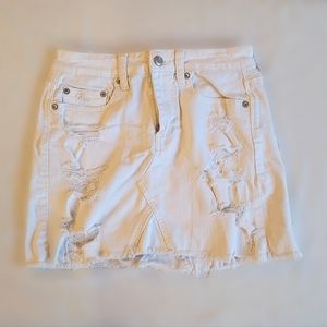 American Eagle Outfitters White High-rise Jean Skirt | Size 0